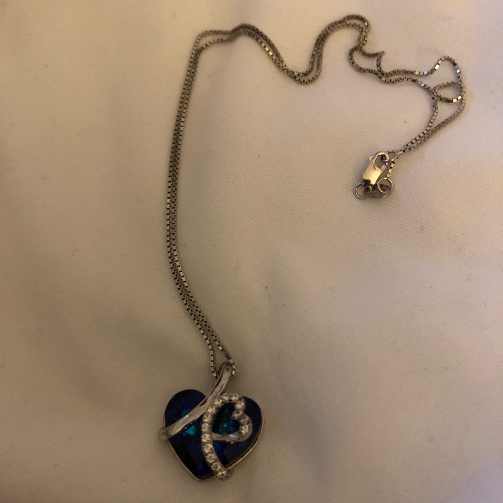 Blue heart shaped with Swarovski crystals no chain included